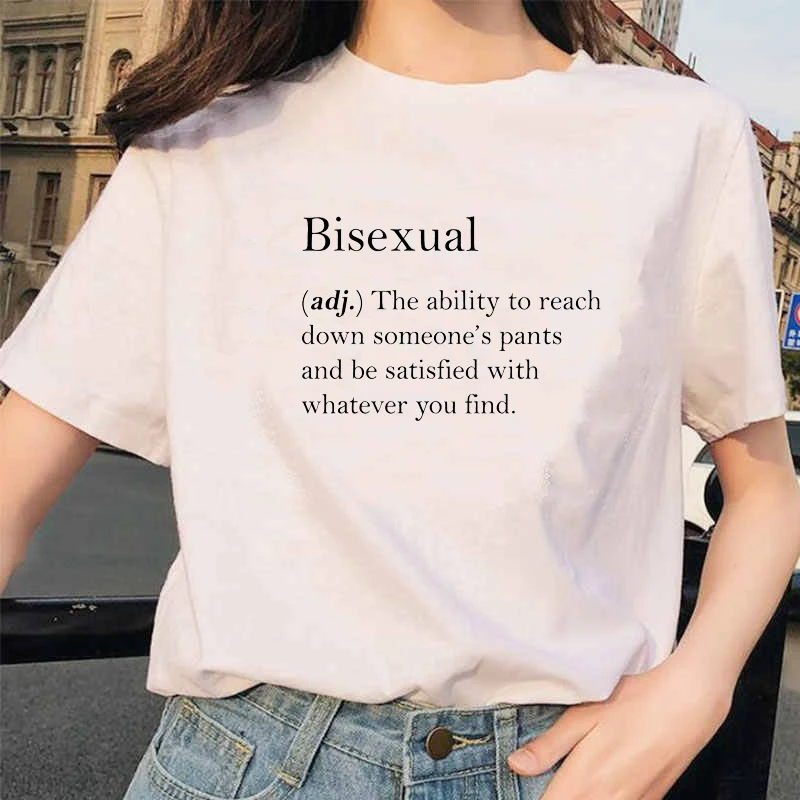 PUDO Lesbian Gay Women T Shirt Bisexuals Quotes Letter Printed T-shirts Harajuku Aesthetic Tops Female Trendy Clothing Tshirt Ho