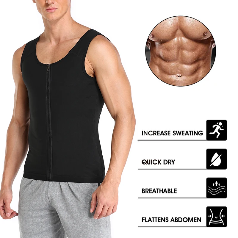 Men Gynecomastia Compression Tank Top Sweat Vest Fitness Body Shaper Shirt Thermo Sauna Workout Shapewear Slimming Fat Burner