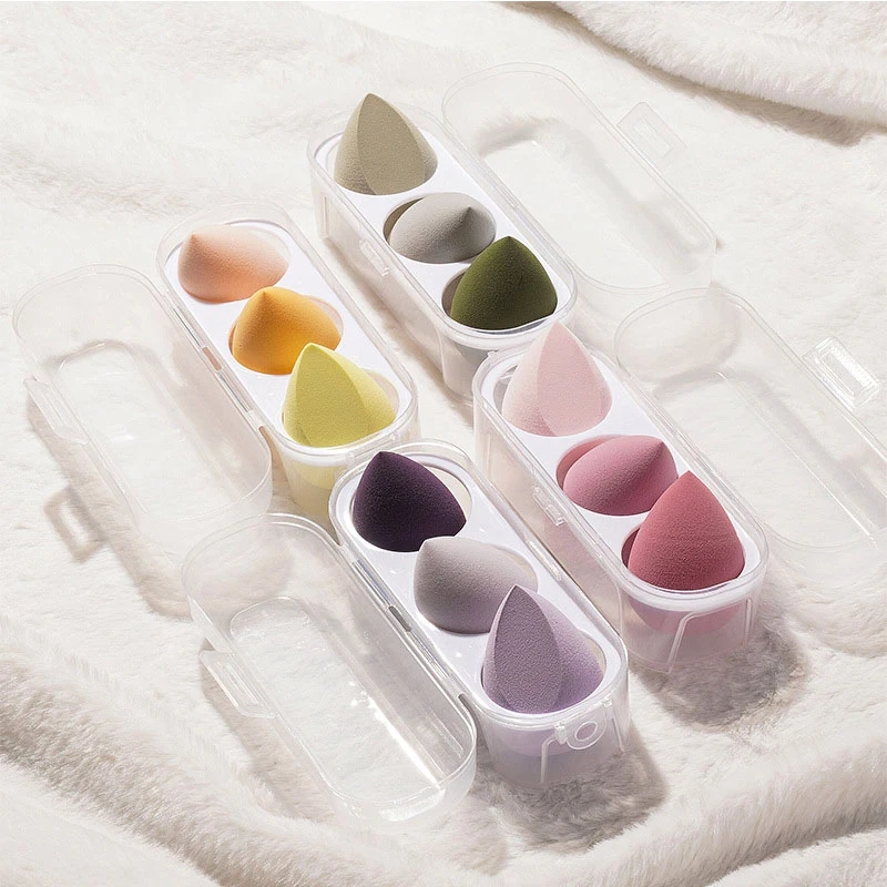 3/4 Piece Set Of Makeup Sponge Puff Healthy Latex Soft Sponge Wet And Dry Set Beveled Beauty Makeup Tool Beauty Egg