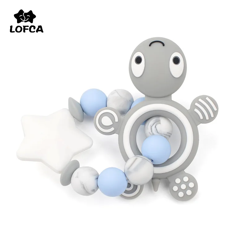 LOFCA NEW 1PC Turtle Bracelet Jewelry Baby Teether Baby Teething Toy Chew Safe Cartoon Animal Food Grade Silicone Pacifier Clip