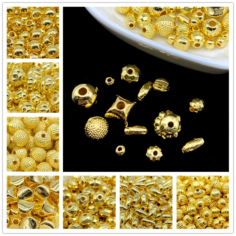 Various Styles of Gold Color Beads for Jewelry Making Findings Caps Needlework Diy Accessories Wholesale