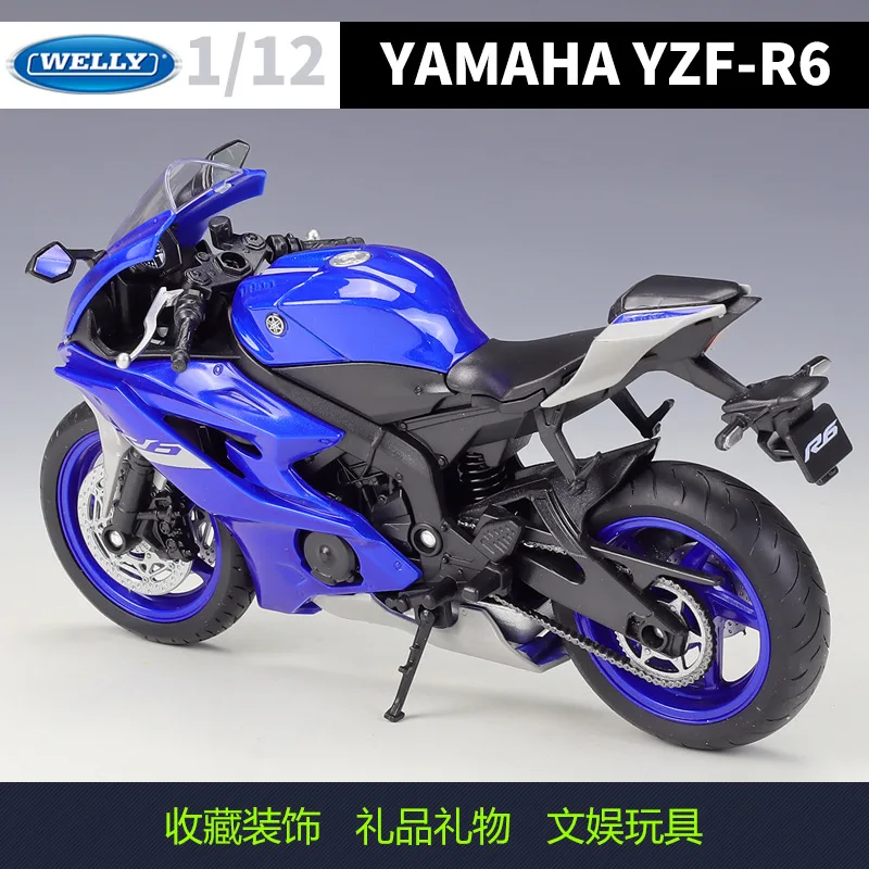 Welly 1:12 2020 Yamaha YZF-R6 Blauw Gegoten Voertuigen Collectible Hobby Motorfiets Model Speelgoed