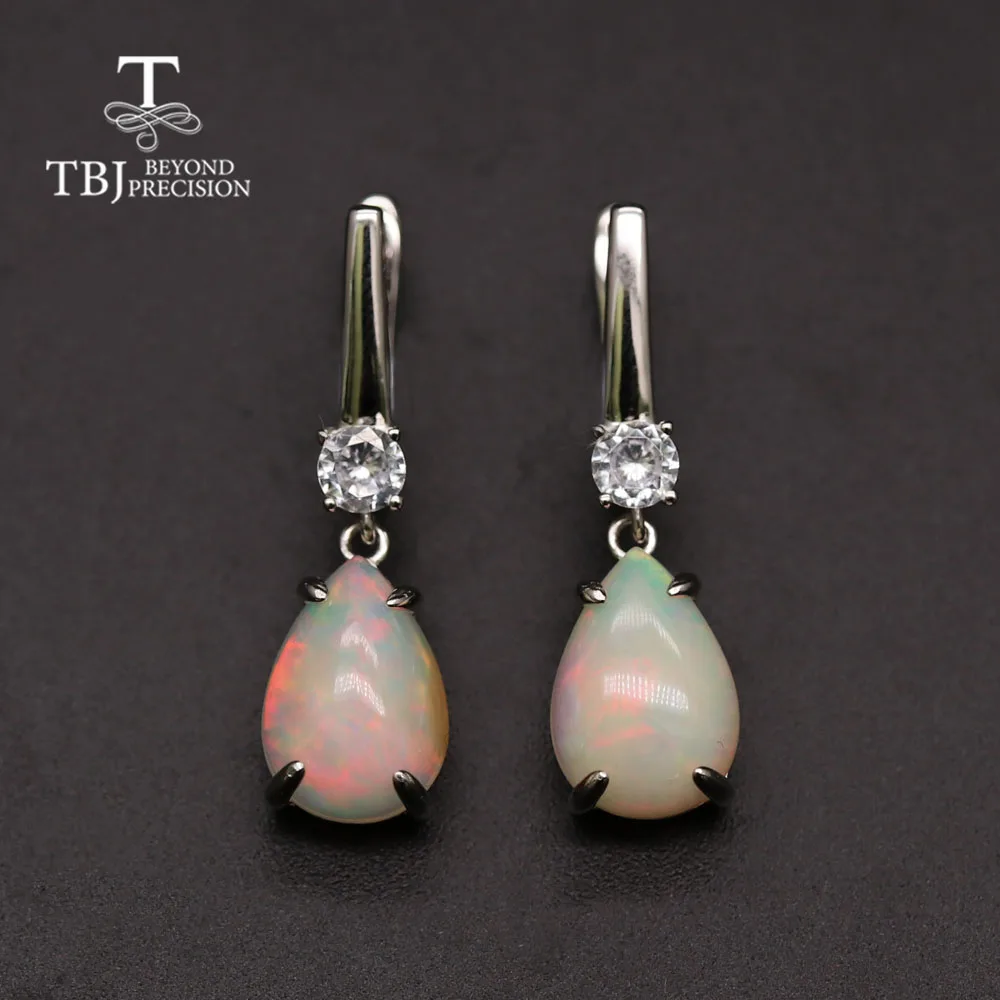 100% Natural Ethiopia Opal gemstone earring pear 9*13mm 925 sterling silver fashion jewelry The best gift for mom or loved one