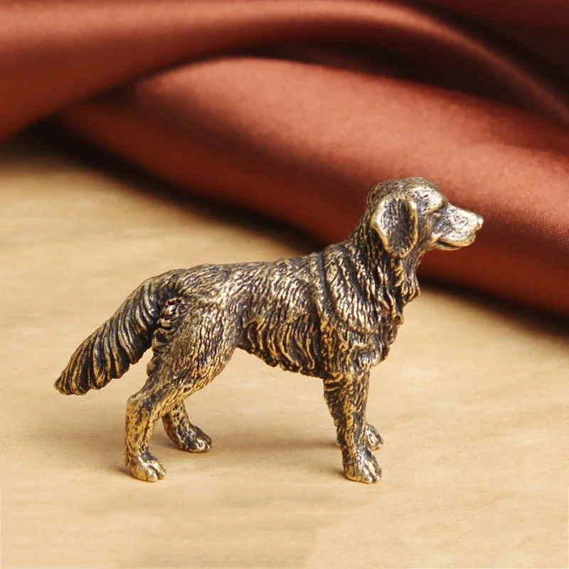 Antique Bronze Statue Lucky Dog Pure Copper Desktop Animal Ornaments Handmade Vintage Brass Hound Home Decorations Accessories