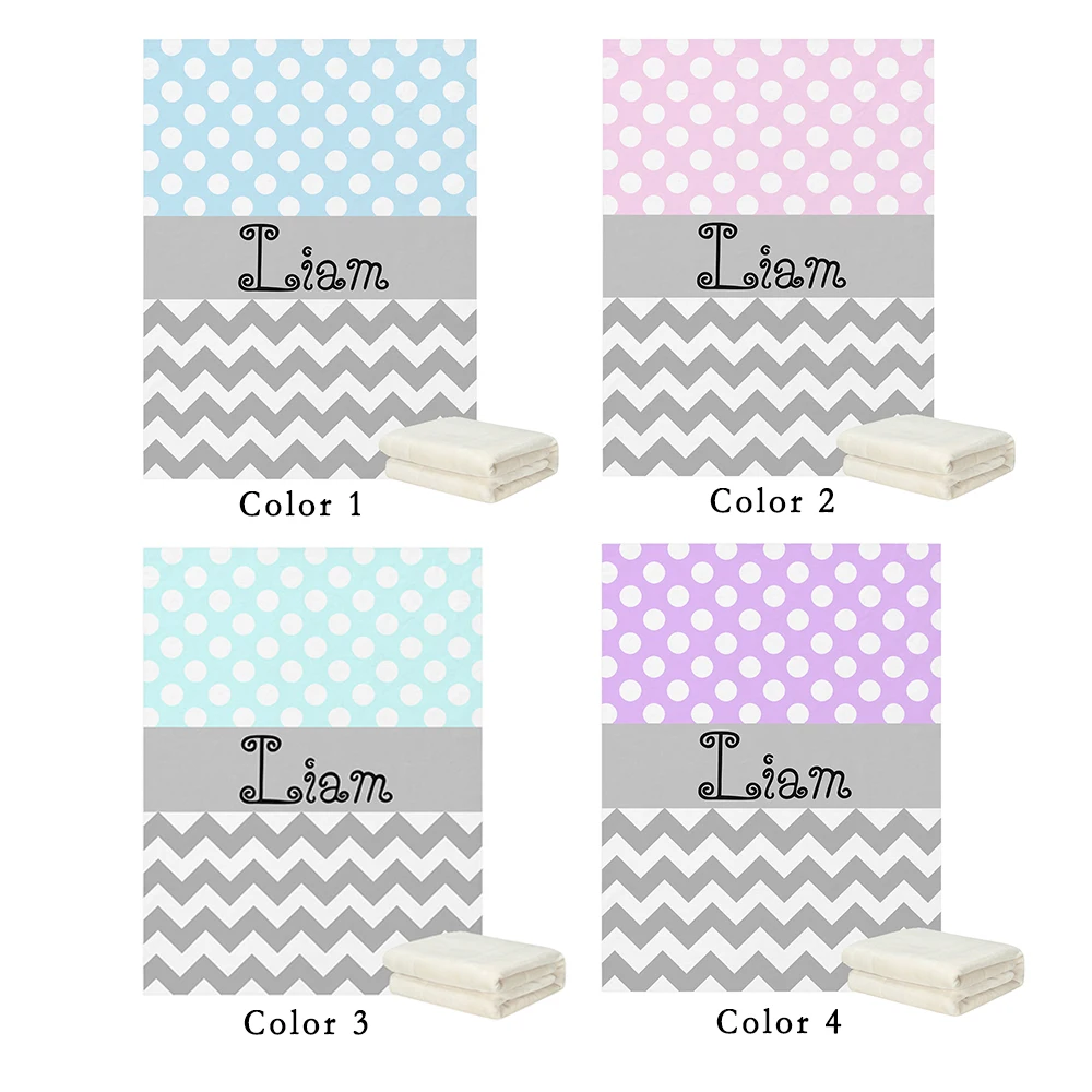 LVYZIHO Personalized Name Wavy and Dots Pattern Baby Blanket - 30x40 / 48x60 / 60x80 Inches - Fleece Blanket