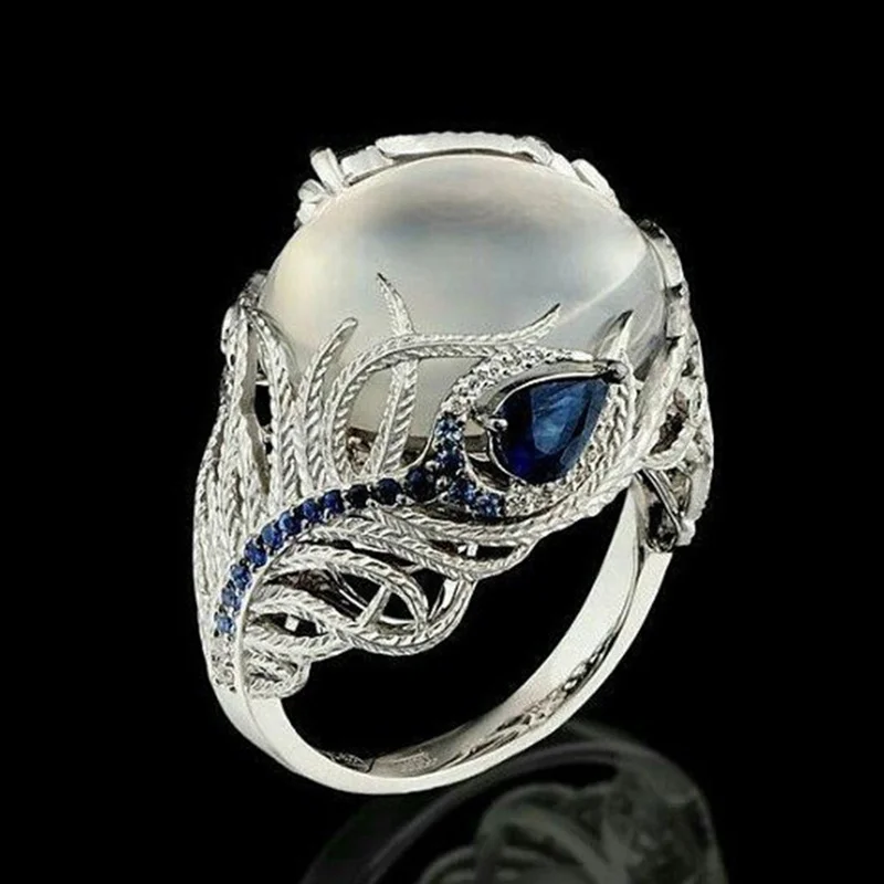 Women's Unique Design 925 Sterling Silver Opal Ring, Charm Gift