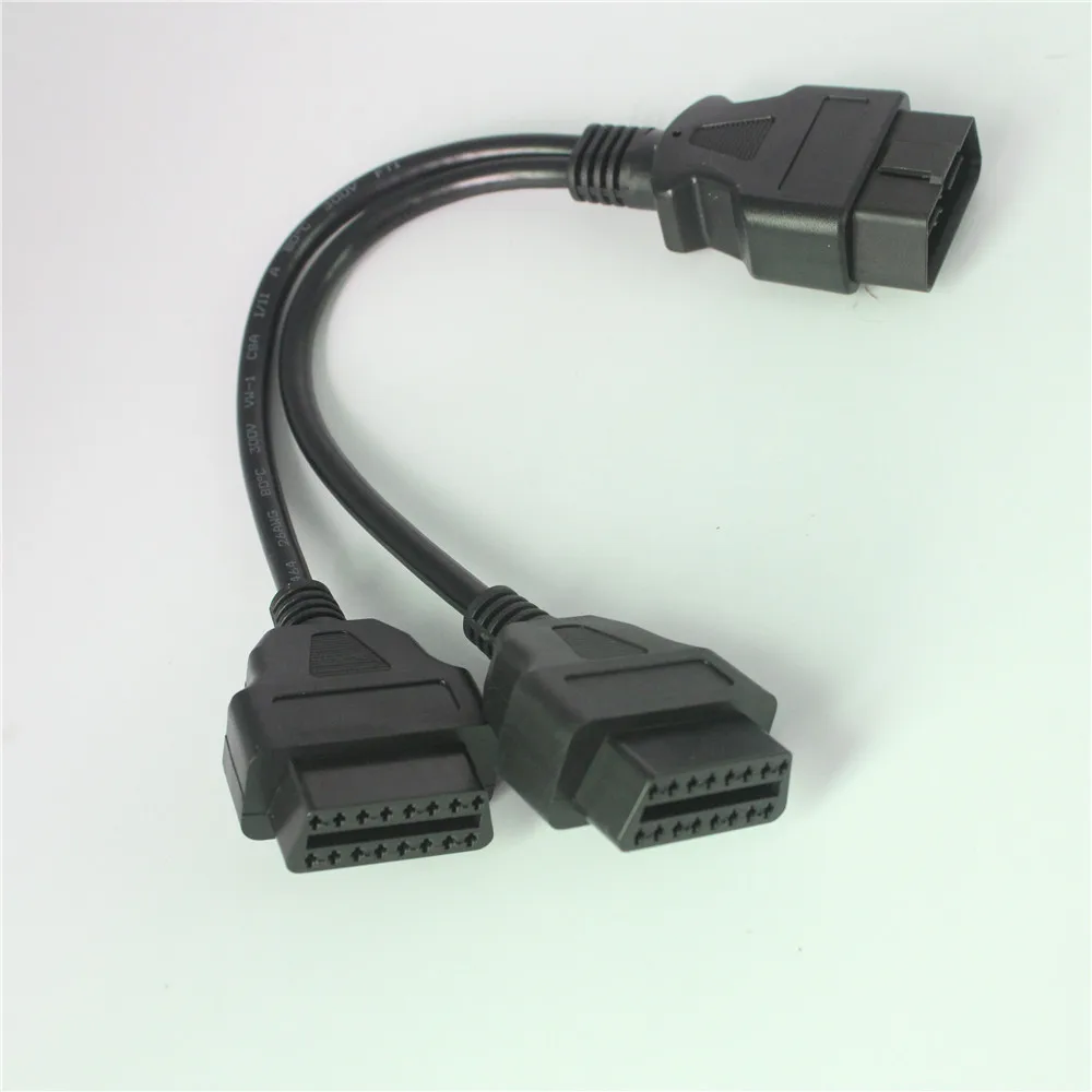 Acheheng Car cables Full 16Pin 30CM OBD2 Connector 1-2 Splitter Male to Dual Female 30 CM Car OBD 2 Extension Cable