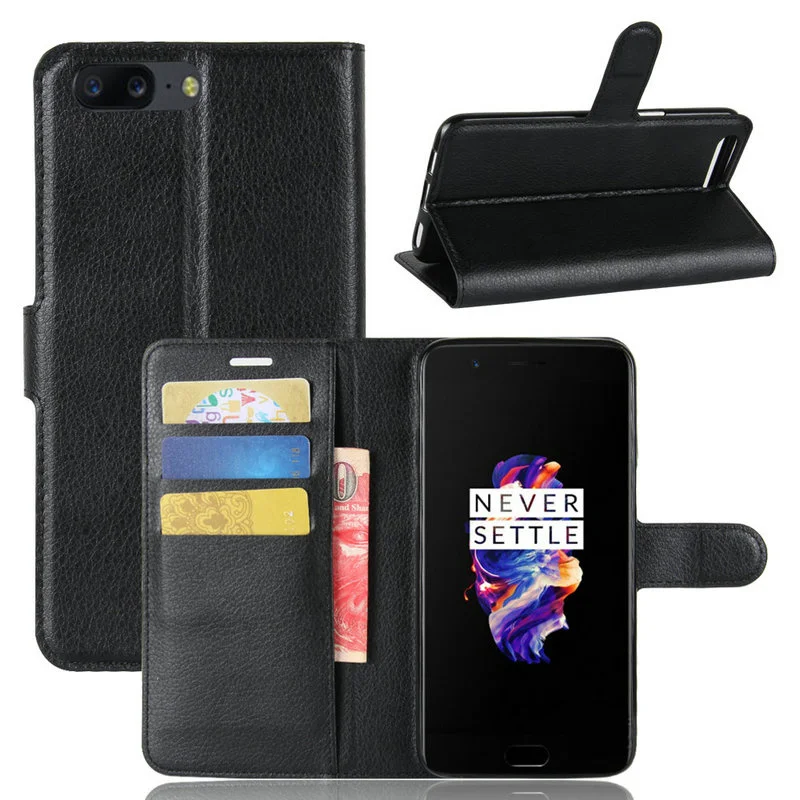 for OnePlus 5T A5010 Luxury Wallet Flip Leather Case for OnePlus 5 A5000 5.5-inch phone Back Cover Housing case shell with Stand