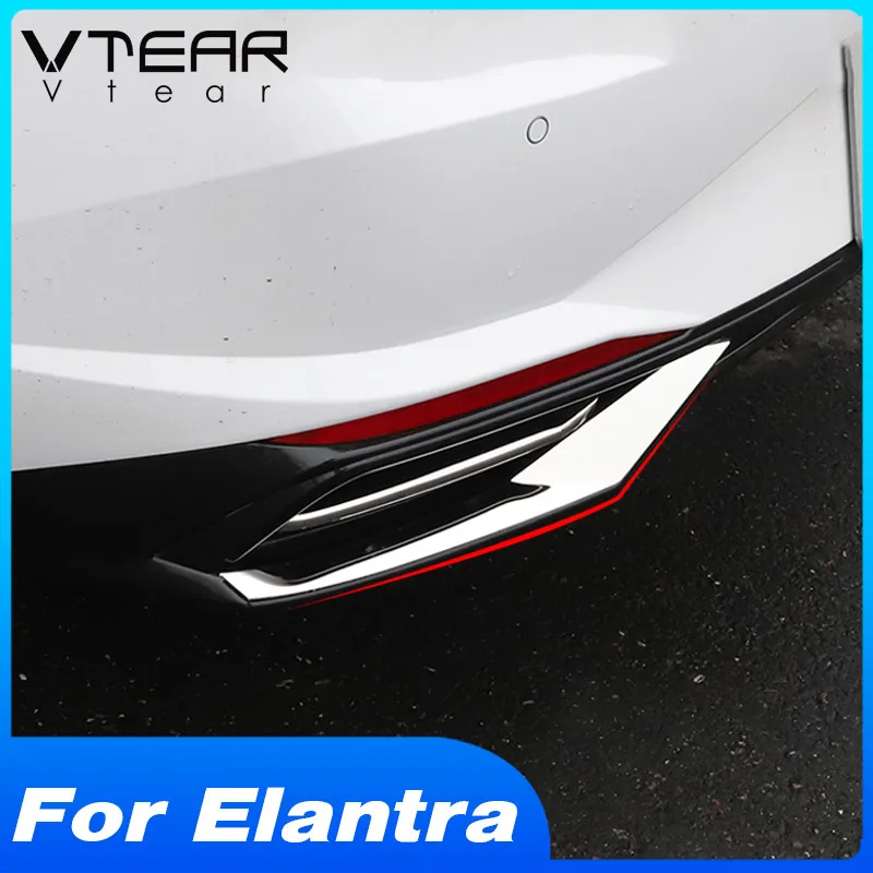 Vtear-Aço Inoxidável Car Bumper Trim Traseiro, Cauda Falsa, Estrutura da Garganta, Trim Styling, Acessórios Exteriores para Hyundai Elantra, 2021