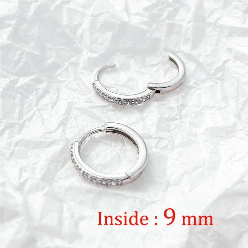 2 Stuks Roestvrij Staal Minimale Hoepel Oorbellen Crystal Zirkonia Kleine Huggie Dunne Kraakbeen Helix Tragus Piercing Sieraden