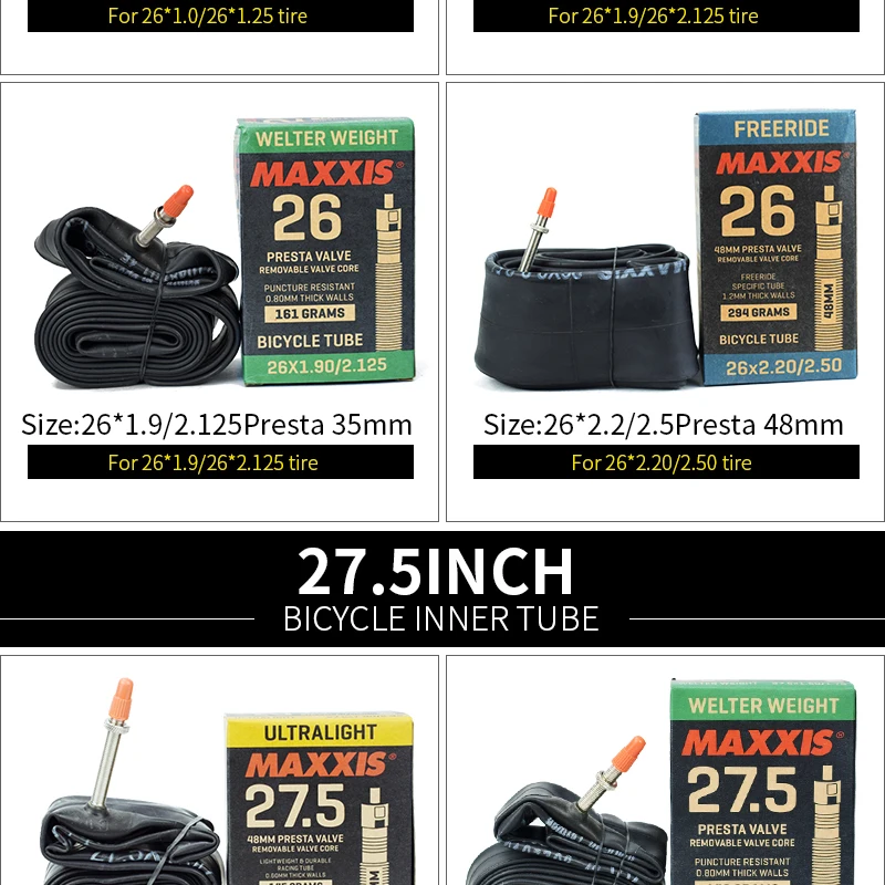 1pc Ultraleicht MAXXIS 26 Fahrrad Innenrohr Alle Größe16 20 26 27,5 29 AV FV Presta Stab Blow Proof MTB rennrad Schlauch Kamera Reifen – Detail 6