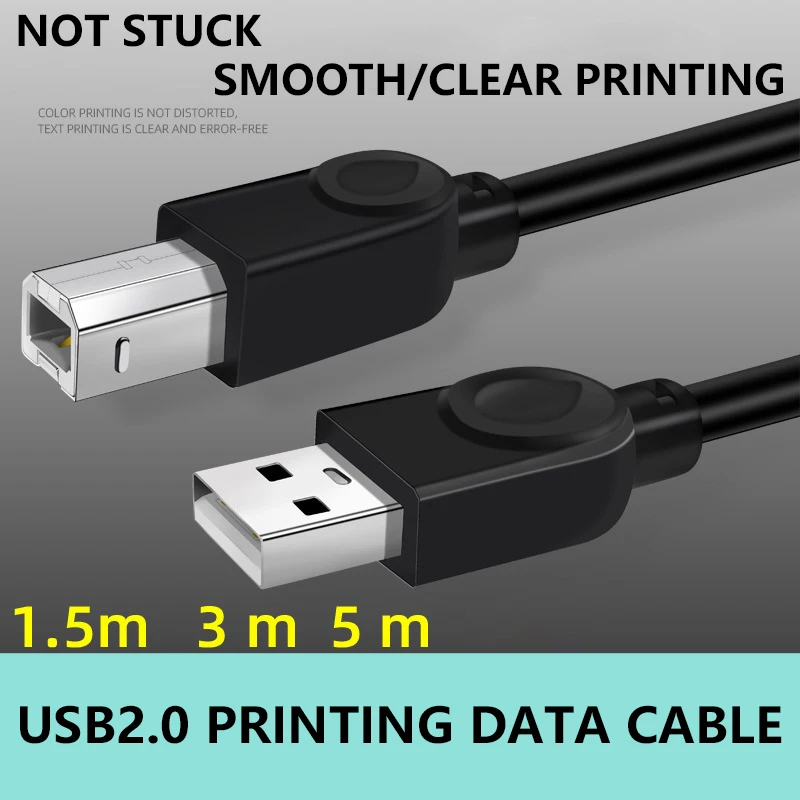 Линия передачи данных для принтера USB, черная медная сердцевина 2,0, линия для печати, квадратная линия передачи данных с портами 0,5 м, 1 м, 1,5 м, 3 м, 5 м Линия передачи данных для принтера USB, черная медная сердцевина 2,0, линия для печати, квадратная линия передачи данных с портами 0,5 м, 1 м, 1,5 м, 3 м, 5 м