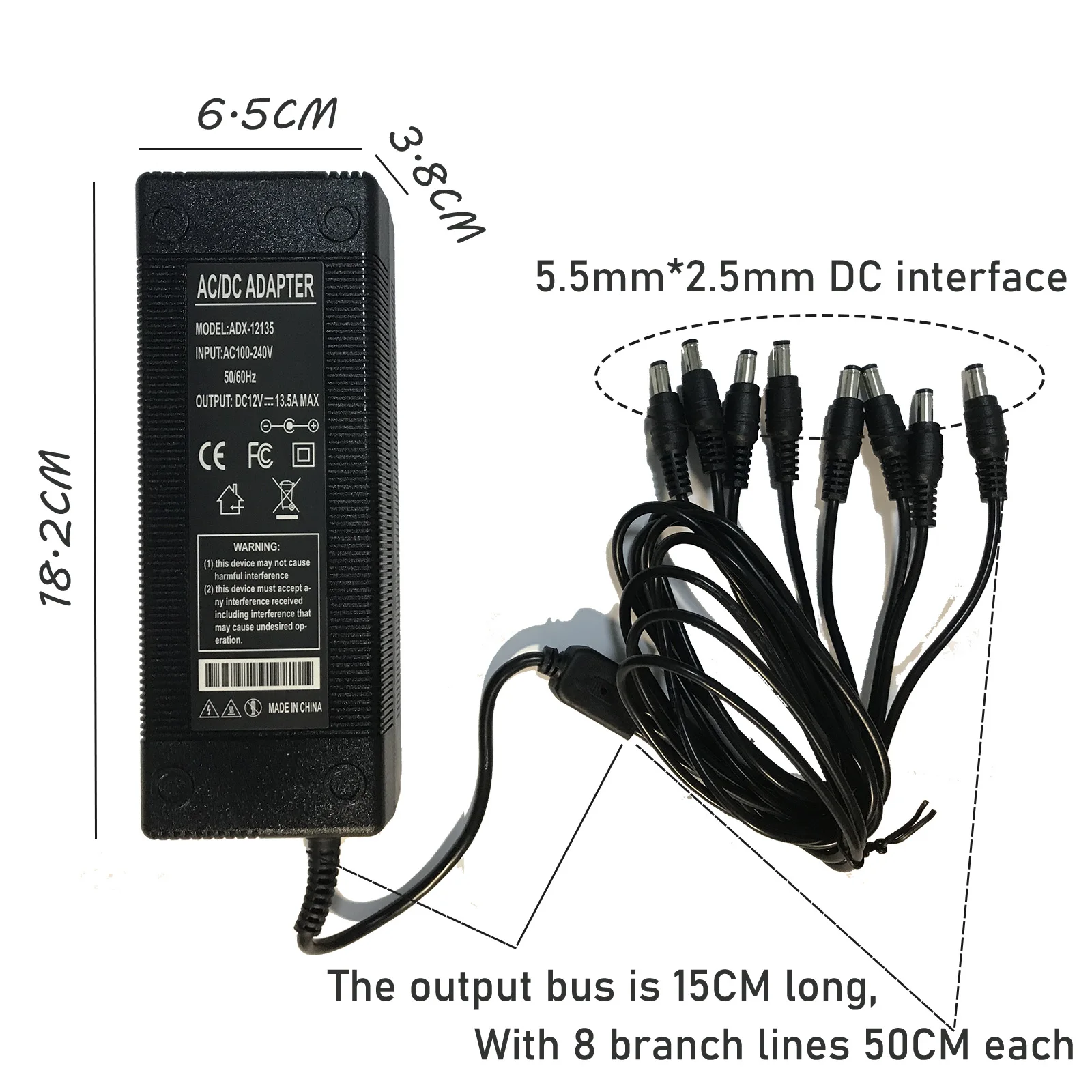 12V 10A 13.5A Multi-head Power Adapters13.5A 8 outputs DC Output Power Adapter Suitable For Cameras Hard Disk boxes Sata cable