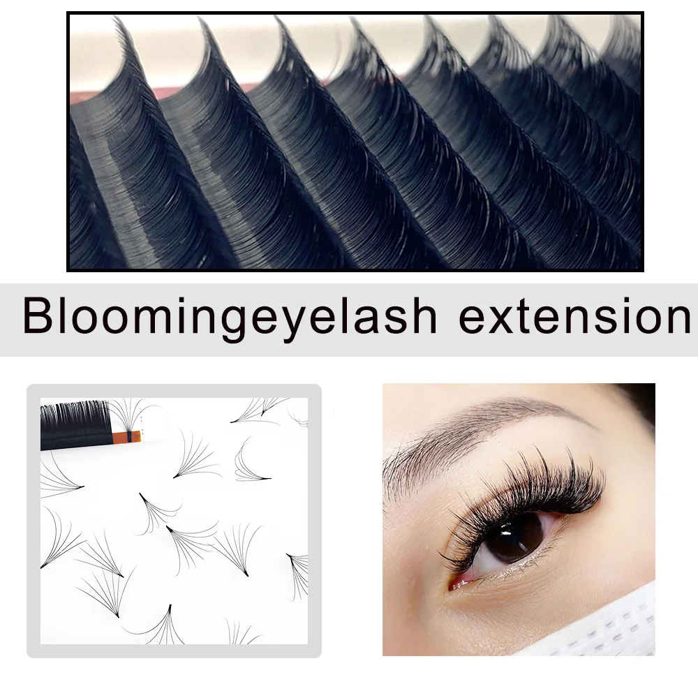 10cases/lot MASSCAKU 100% handmade fluffy silk mink lash 8-20mm & mix self-making fans volume soft lashes eyelash for makeup