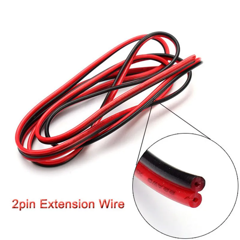 100m/lot 22awg PVC Insulated Wire, 2pin Tinned Copper Cable, Electrical Wire For 5050 3528 LED Strip Extension Wire CB-22AWG-RB