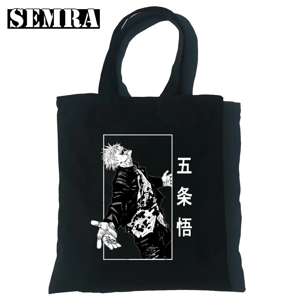 Gojo Satoru Women Canvas Tote Shopping Bag Girl Jujutsu kaisen Team Shoulder Bags Lady Large Capacity Wild Messenger Bag