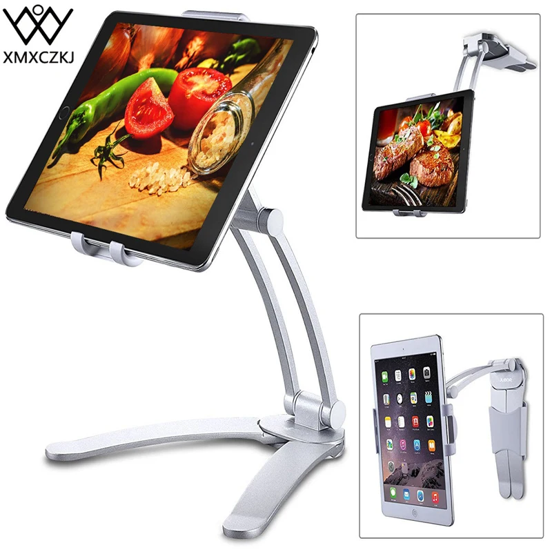 

XMXCZKJ Kitchen Tablet Stand Wall Desk Tablet Mount Stand Fit For 5-7.8 inch Width Tablet Metal Bracket Smartphones Holders