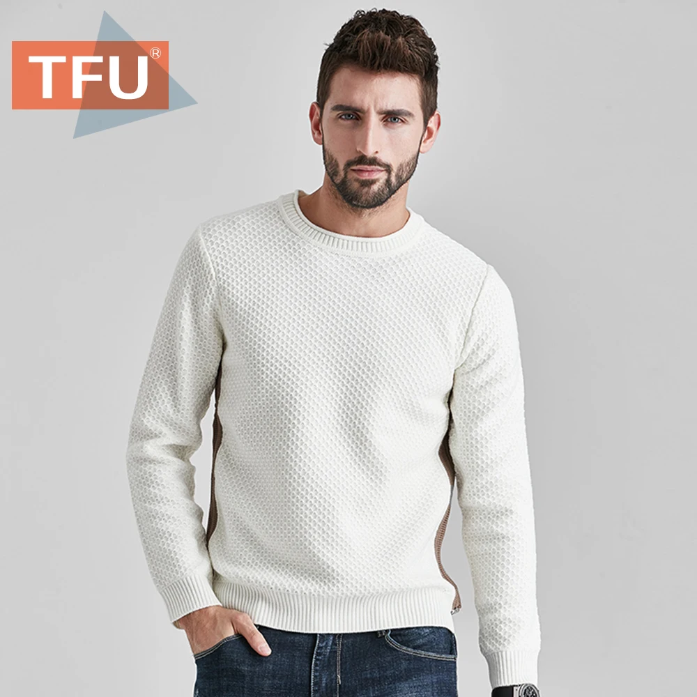 

TFU Men 2020 Spring Brand New Casual Knitted Cotton Warm Sweaters Pullover Men Autumn Fashion Mixed Color Sweater Coat Men