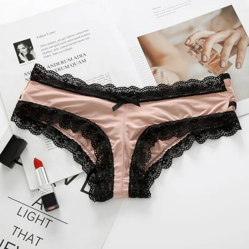 Fashion Patchwork Vintage Lace Panties Women Sexy All Seasons Underwear Ladies Low-Rise Briefs