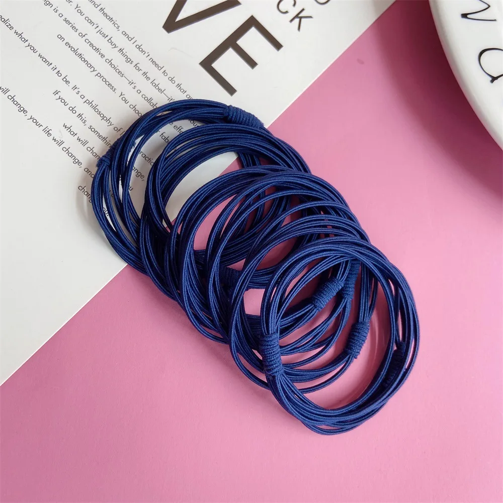 10pcs Hot Sale Three-in-one Net Red Bottoming Hair Ring Hair Rope Ins Wind Simple High Elasticity Tie Hair Rubber Band Head Rope