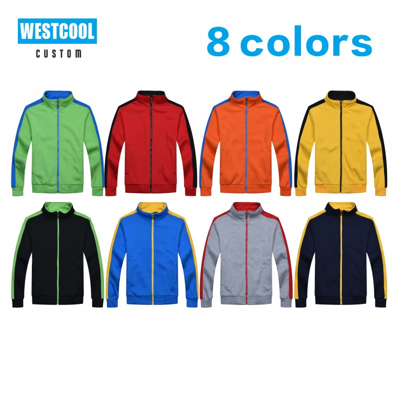 8 Colors Zipper Sweater Jacket Custom Embroidery Logo Outdoor Men and Women Clothing Own Picture Printing WESTCOOL 2020