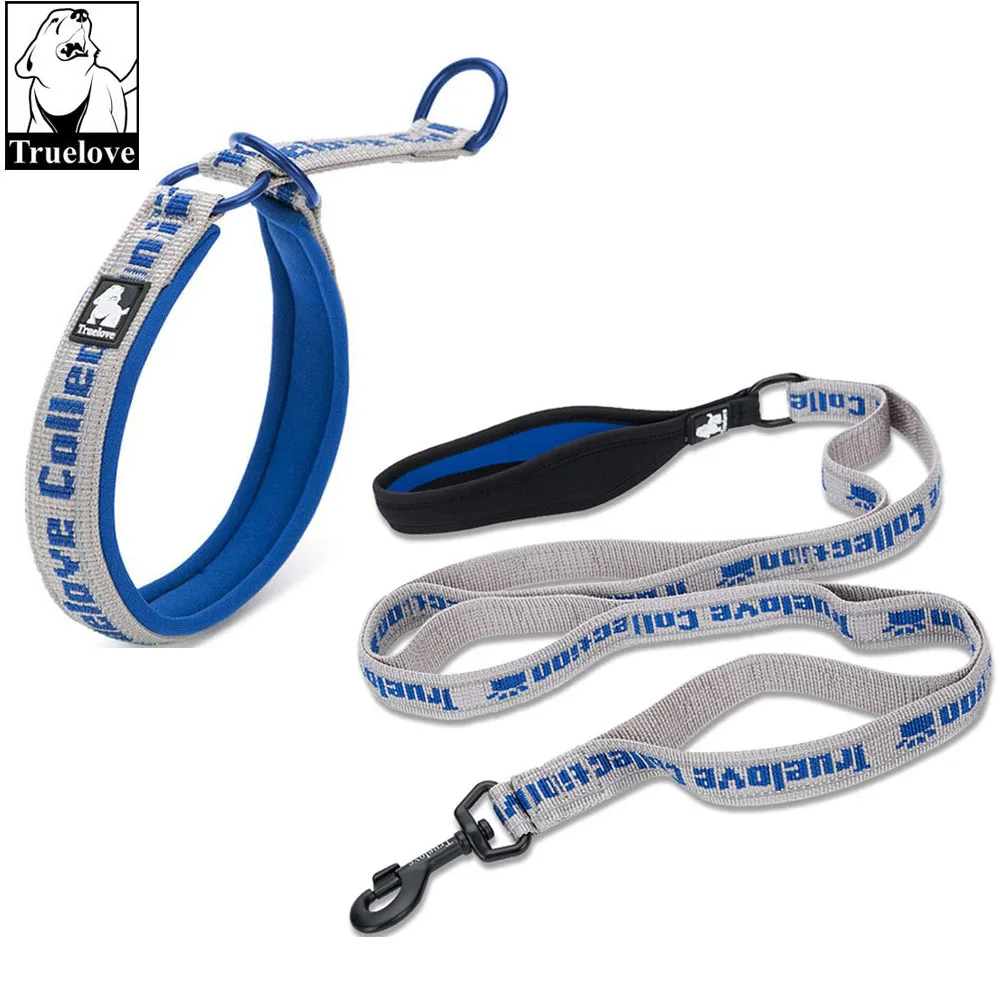 

Truelove Neoprene Dog Collar and Leash Set Nylon Reflective P-Chain Collar Leads for Small Large Pet Dogs Soft Padded Adjustable