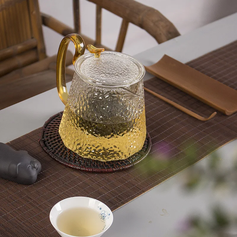 Hammered Pot Glass Teapot Single Teapot Gongfu Teapot Home Tea High Temperature Resistant Scented Teapot Tea Infuser Tea Kettle