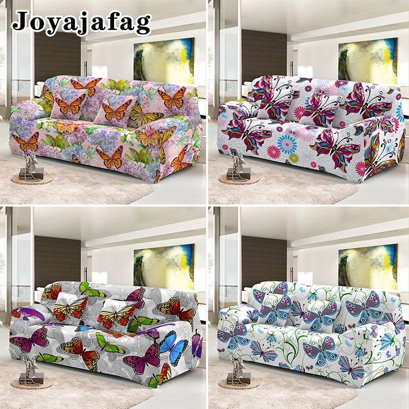 

Beautiful Psychedelic Butterfly Sofa Cover For Living Room Decor Elastic All-Inclusive L Shape Couch Covers 1/2/3/4 Seater