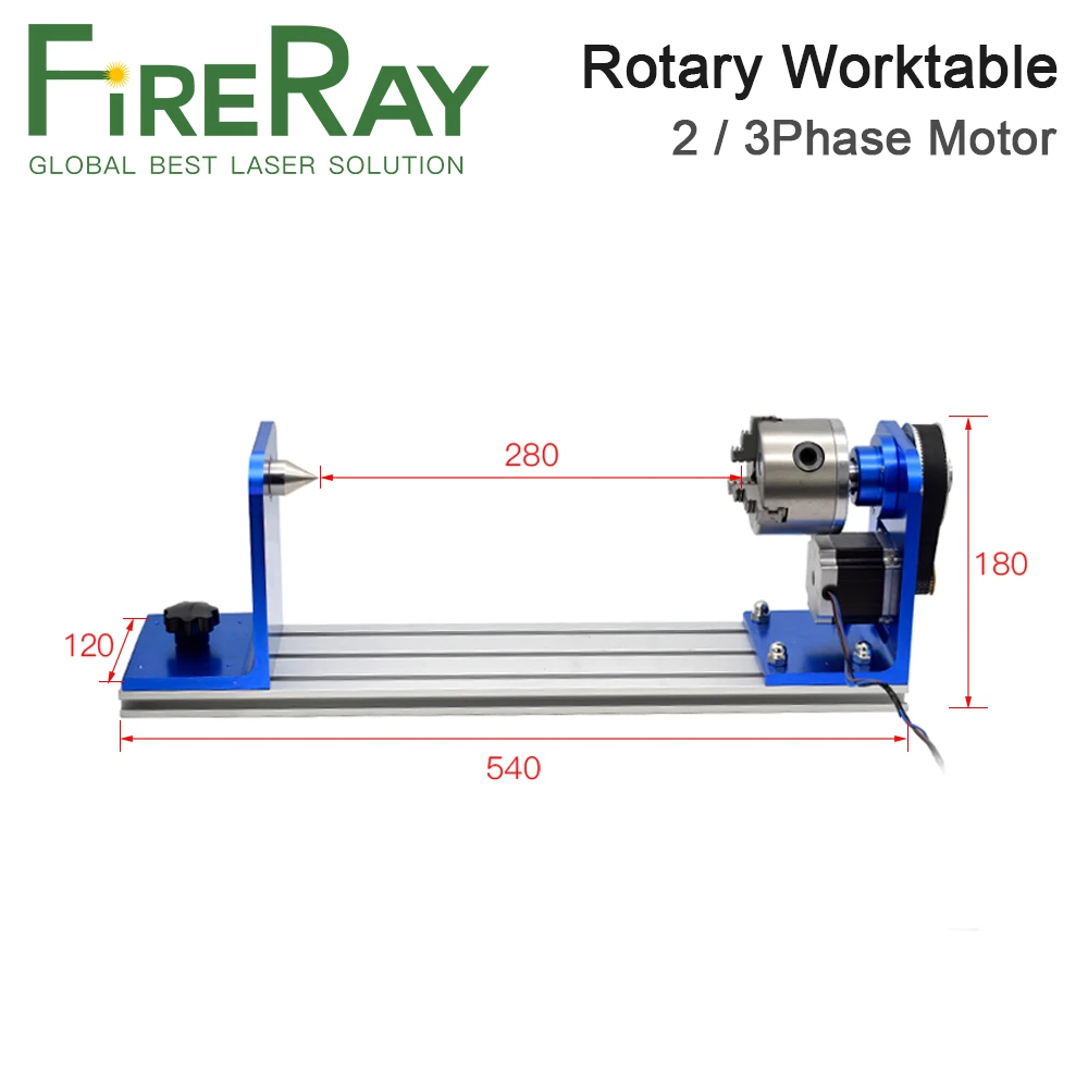 Fireray Trục Tự Quay Quay Kèm Với Chuck 2 Giai Đoạn 3Pha Động Cơ Bước Xoay Worktable Cho Co2 Khắc Laser Cắt