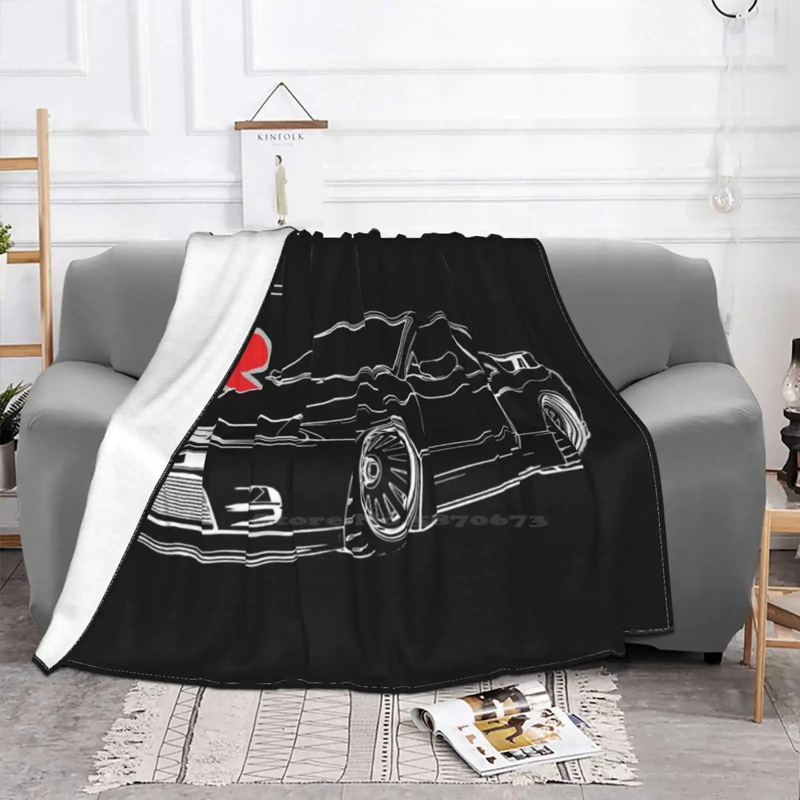 Gtr R32 Skyline Line Graphic Racing Fashion Soft Warm Flannel Blanket Nissian Skyline R33 R34 R35 Gtr V Spec Vspec Rb26Dett