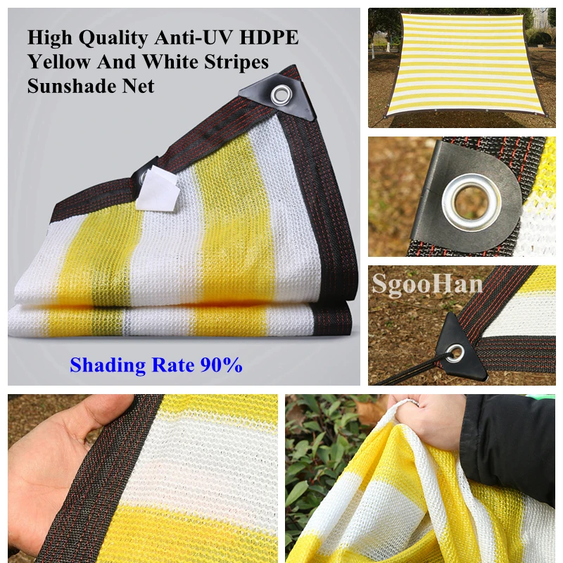 

Yellow-White Anti-UV HDPE Sunshade Net Swimming Pool Cover Sunblock Garden Succulent Plant Shelter Shading Net Pet House Awning