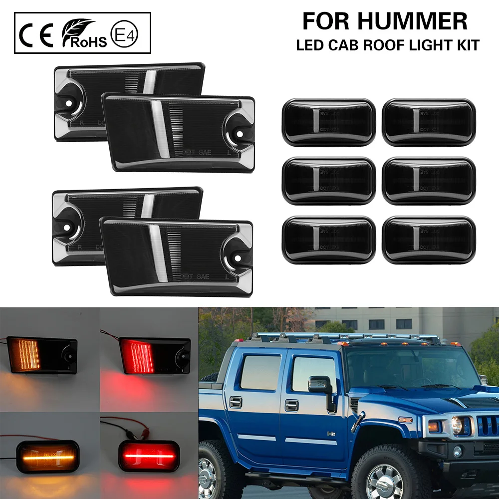 10pc Smoked LED Cab Roof Light Kit for Hummer H2 2003-2009 H2 SUT 2005-2009