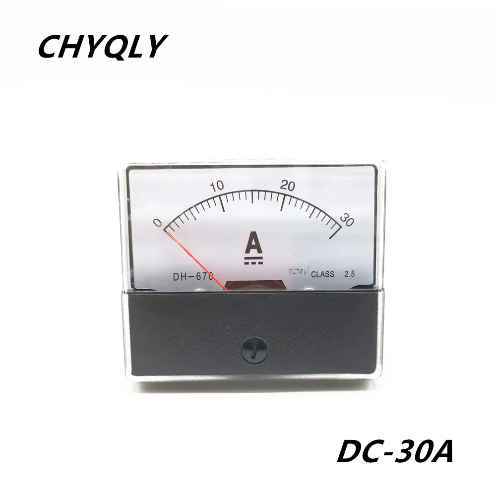 DC 30A/75mV Pointer Analog Amp Panel Meter Current Ammeter DC 0-30A DH-670