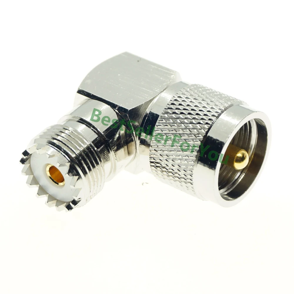 UHF Male Connector PL-259 PL259 Plug To UHF Female SO-239 SO239 JACK CONNECTOR Right Angle 90 Degree RF Adapter