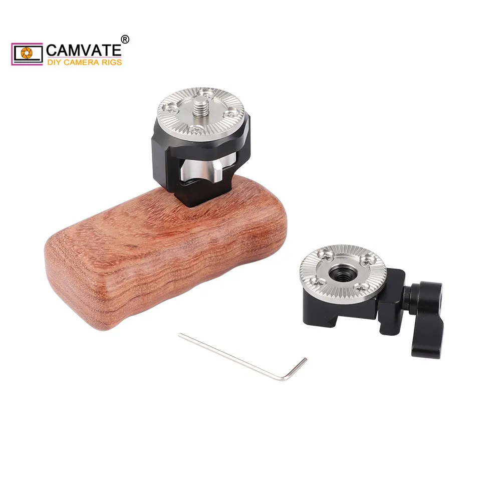 Manopole in legno a sgancio rapido CAMVATE con connessione runa rosetta M6 e adattatore morsetto NATO per videocamera DV RED Camera Cage Rig