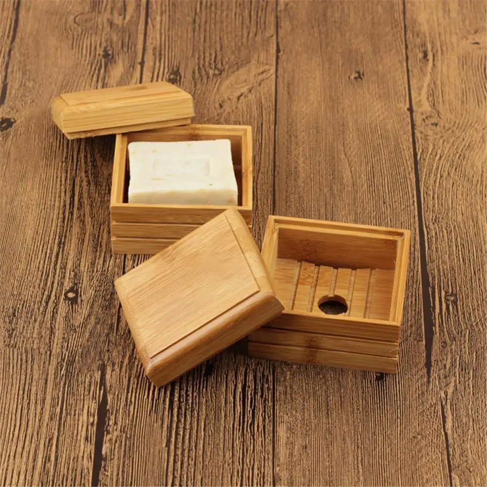 Travel Soap Dish Box Soap Case Holder Eco-Friendly Bamboo Wooden Soap Dish Container Soap Storage Box Bathroom Accessories N27