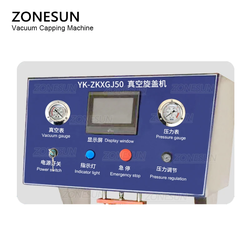 ZONESUN Semi-automatic Vacuum Capping Machine Chili Sauce Canned Tinplate Glass Bottle Custom mold Vacuum sealing Machine