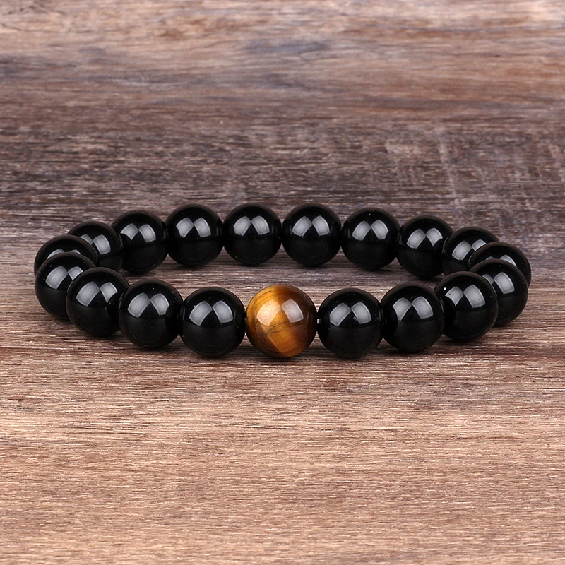 Fashion Obsidian Tiger Eye Stone Bracelets for Men New Natural Stone Beads Man Bracelet Men Charm Yoga Jewelry Gift 2020 Pulsera