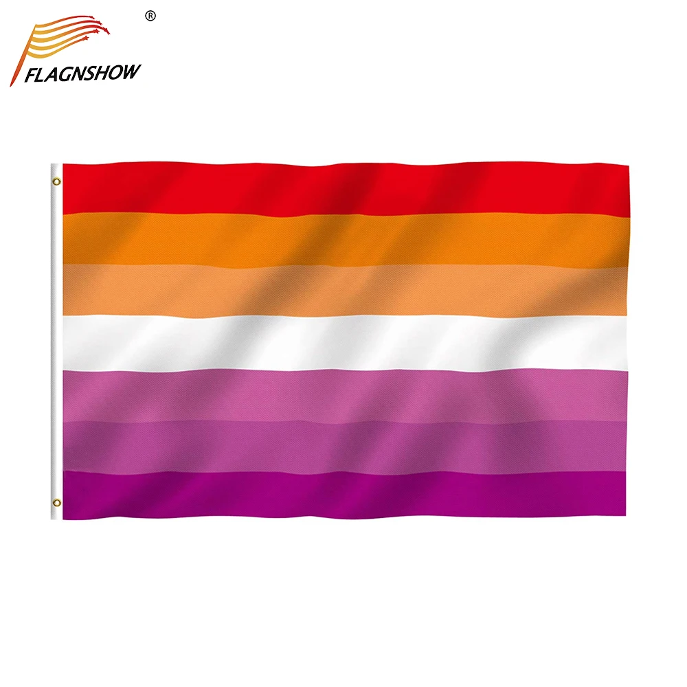 3x5 Feet Sunset Lesbian Pride Flag LGBT Les Sunset Pride Flags 100D Heavy Polyester