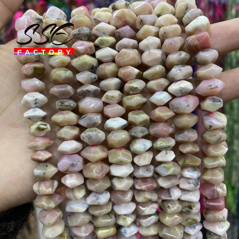 Faceted Natural Pink Opal Stone Beads Irregular Special Cut Genuine Loose Spacer Beads for Jewelry Making Diy Bracelets Necklace