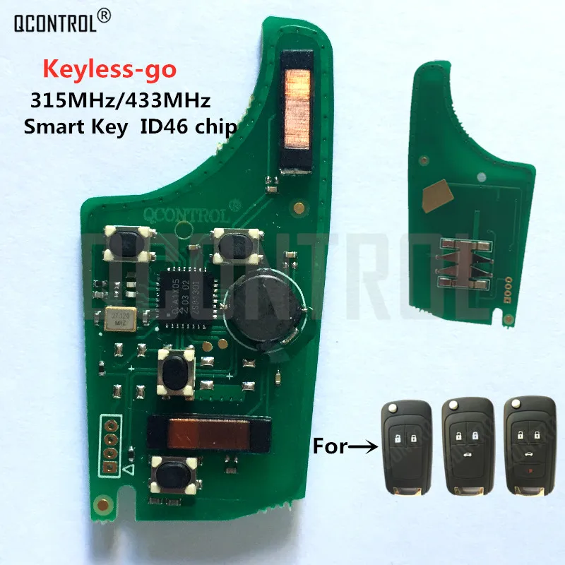 QCONTROL Car Control Remote Key Electronic Circuit Board for Chevrolet 315MHz / 433MHz ID46 Chip Keyless-go Comfort-access