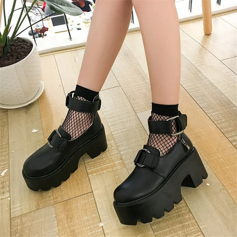 Leather Thick Soled Shoes Women's Spring and Autumn 2021 Designer Black Fashion Lolita Women's Flat Shoes Women's Harajuku Shoes