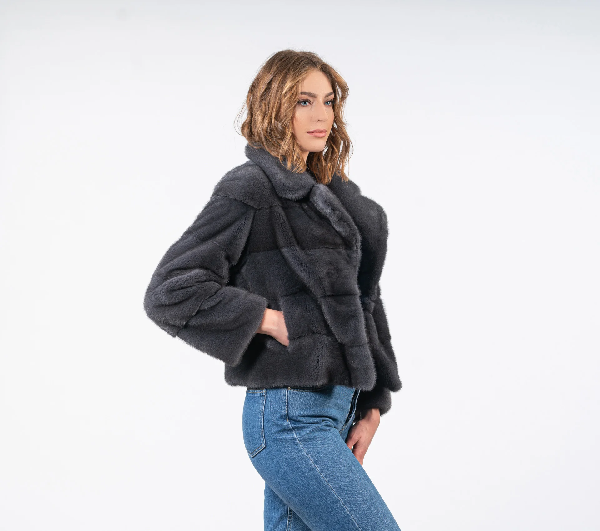 Manteau en fourrure de vison véritable, veste à revers, manteau court, mode d\'hiver, garder au chaud, 100%