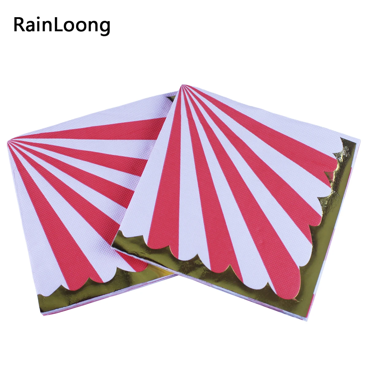 [RainLoong] Striped Print Gold Silver Foil Paper Napkins Tissue Serviettes For Birthday Party Decoration 33*33cm 2 Plys