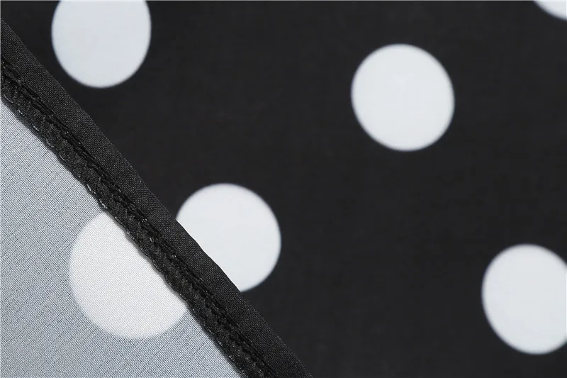 Polka Dot Print Women Summer Dress Black Patchwork Sleeveless V Neck Elegant Vintage Party Casual Midi Dress