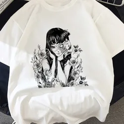 Korku çizgi roman Junji Ito bayanlar T shirt kadın yaz rahat t-shirt Harajuku kısa kollu sıfır yaka bluzlar tee kadın giysileri