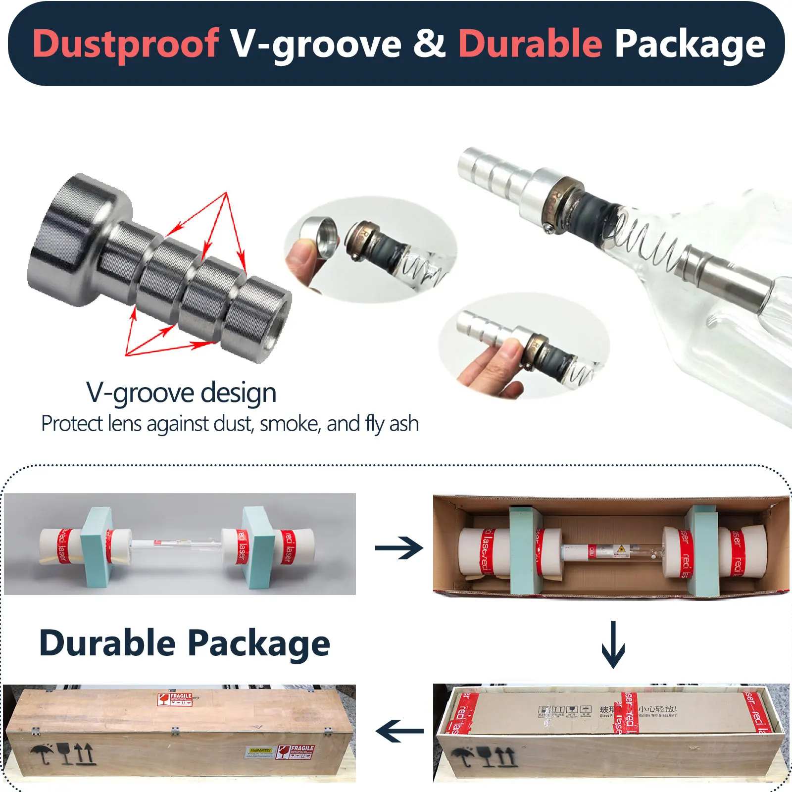 Reci W4 100W Peak 130W CO2 Laser Tube Dia. 80mm For CO2 Laser Engraver Cutter Cutting Machine Shipping From EU & Free Duty