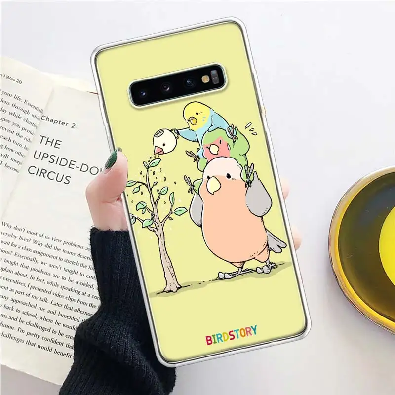 Chubby Cockatiels Parrotlets Hello parrot bird Phone Case For Samsung Galaxy A71 A51 A41 A31 A21S A11 A70 A50 A40 A30 A20E A10S