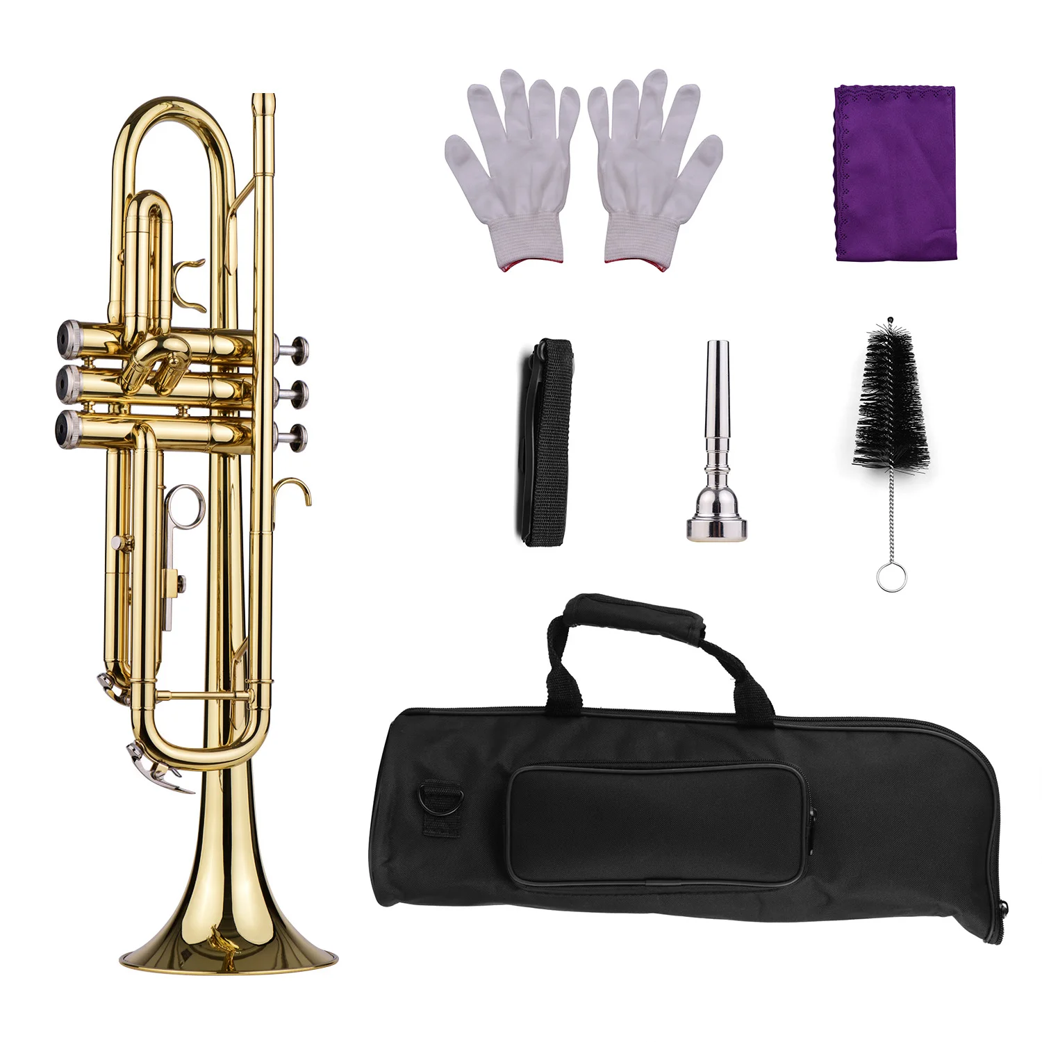 

Muslady Trumpet Bb B Flat Brass Exquisite with Mouthpiece Gloves Brass instruments