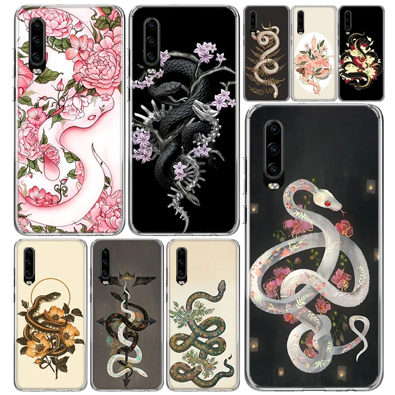 Animal The Snake and Fern Phone Case Cover For Huawei P30 P20 P40 P10 P50 Mate 20 40 30 10 Pro Lite Art Gift Fundas Coque Shell